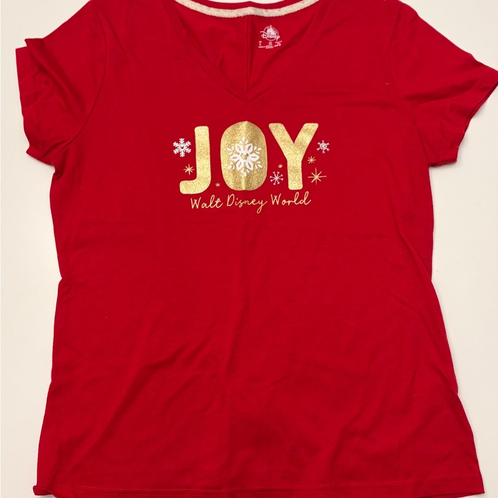 Walt Disney World JOY Holiday Christmas Short Sleeve Shirt Large EUC